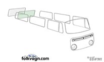 Rear window, Volkswagen Bus, 1963-1979, green